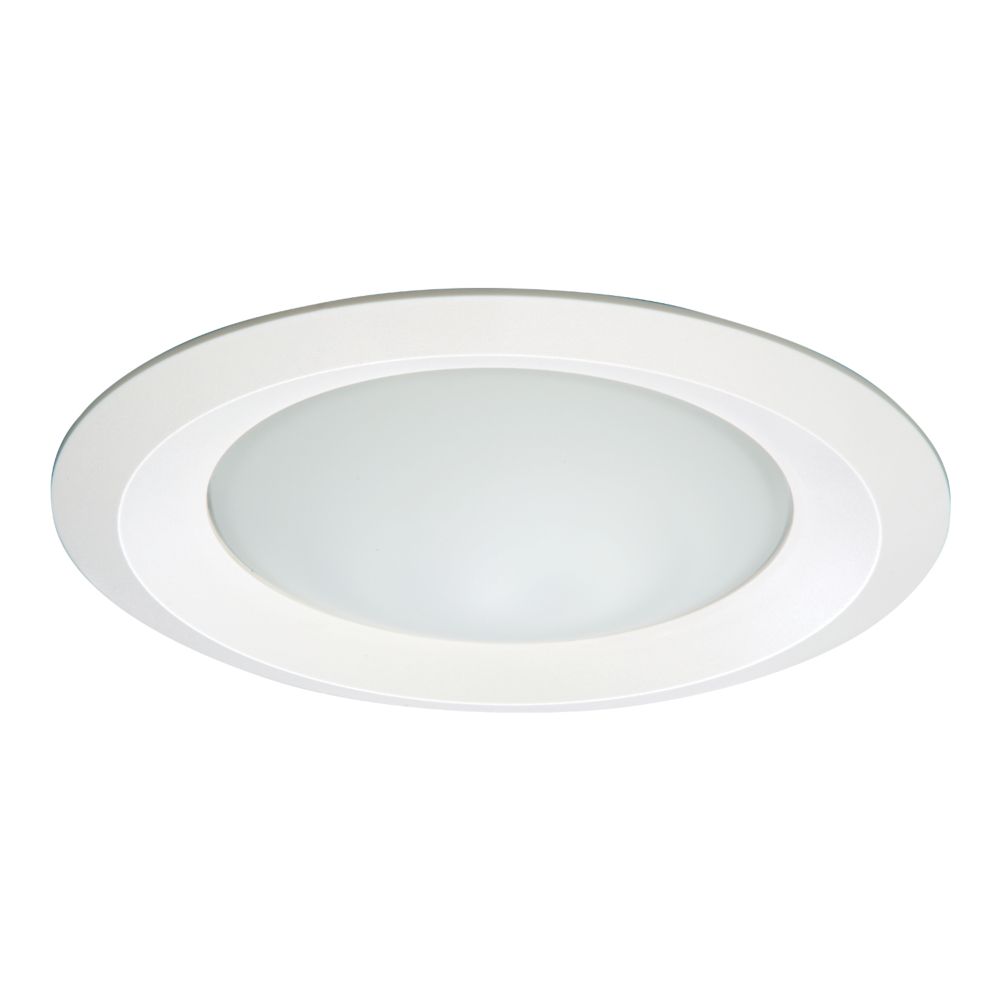 Product image for Halo 6150WH 6" Frost Dome Glass Lens, White Plastic Self-Flange Ring, Showerlight